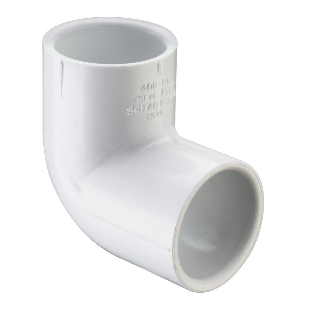 White Socket Reducing Schedule 40 PVC 90 Degree Elbow 