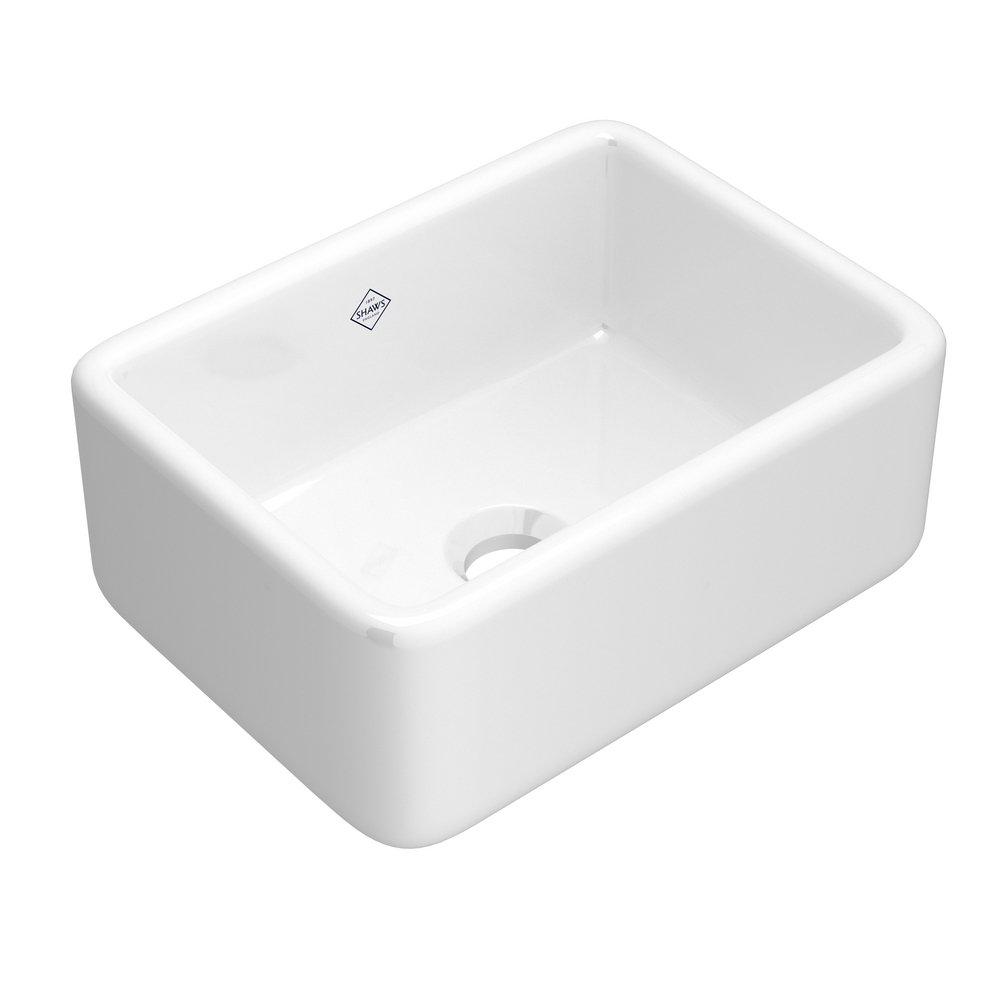 Shaws White 24 x 18 in. Fireclay Single Bowl Farmhouse Kitchen Sink 