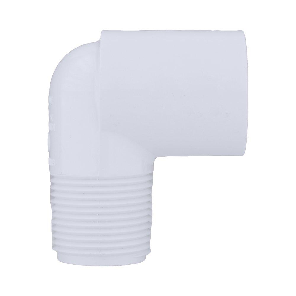 White PVC Schedule 40 90&deg; Socket x MPT Elbow 