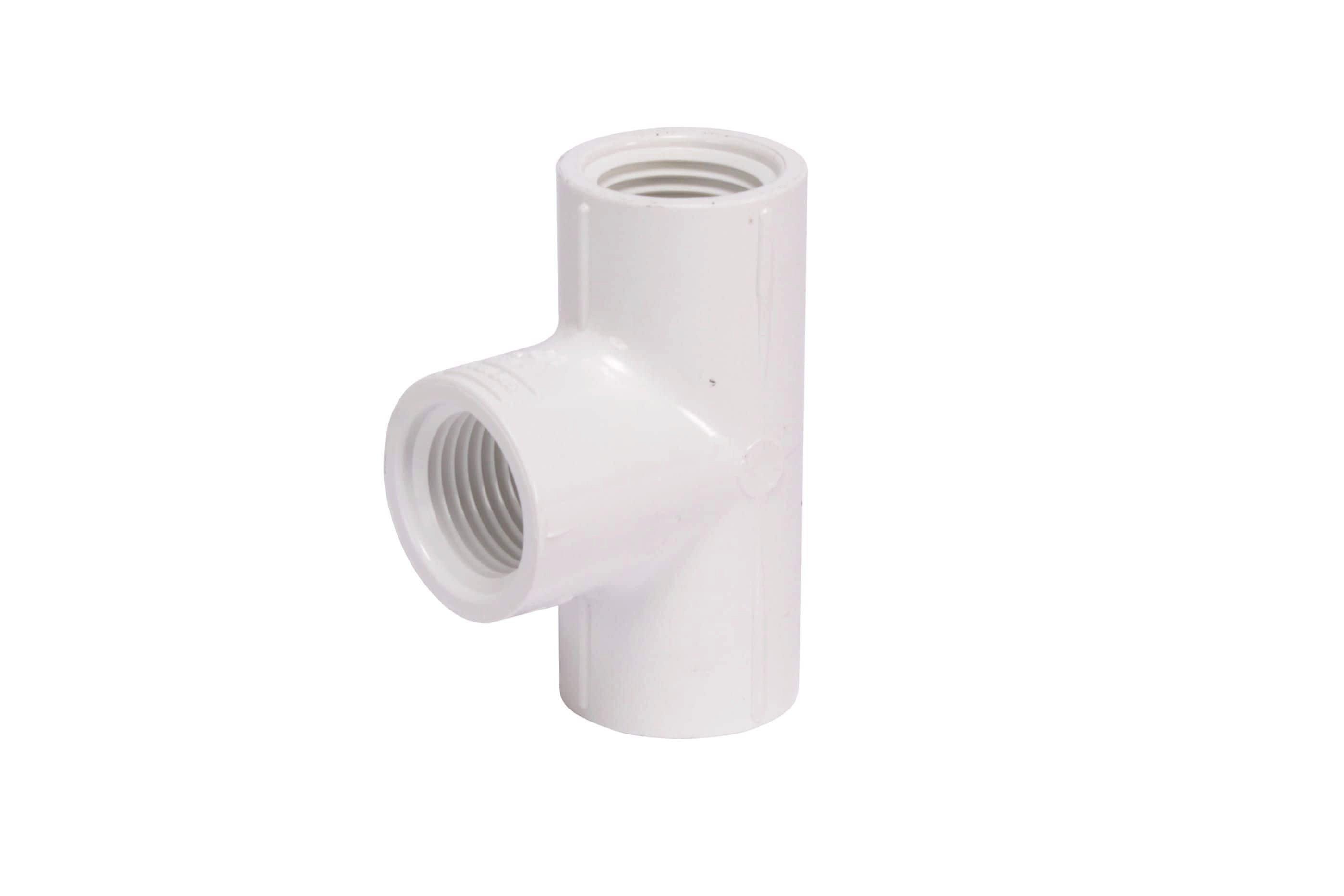 White FPT Straight Schedule 40 PVC Tee 