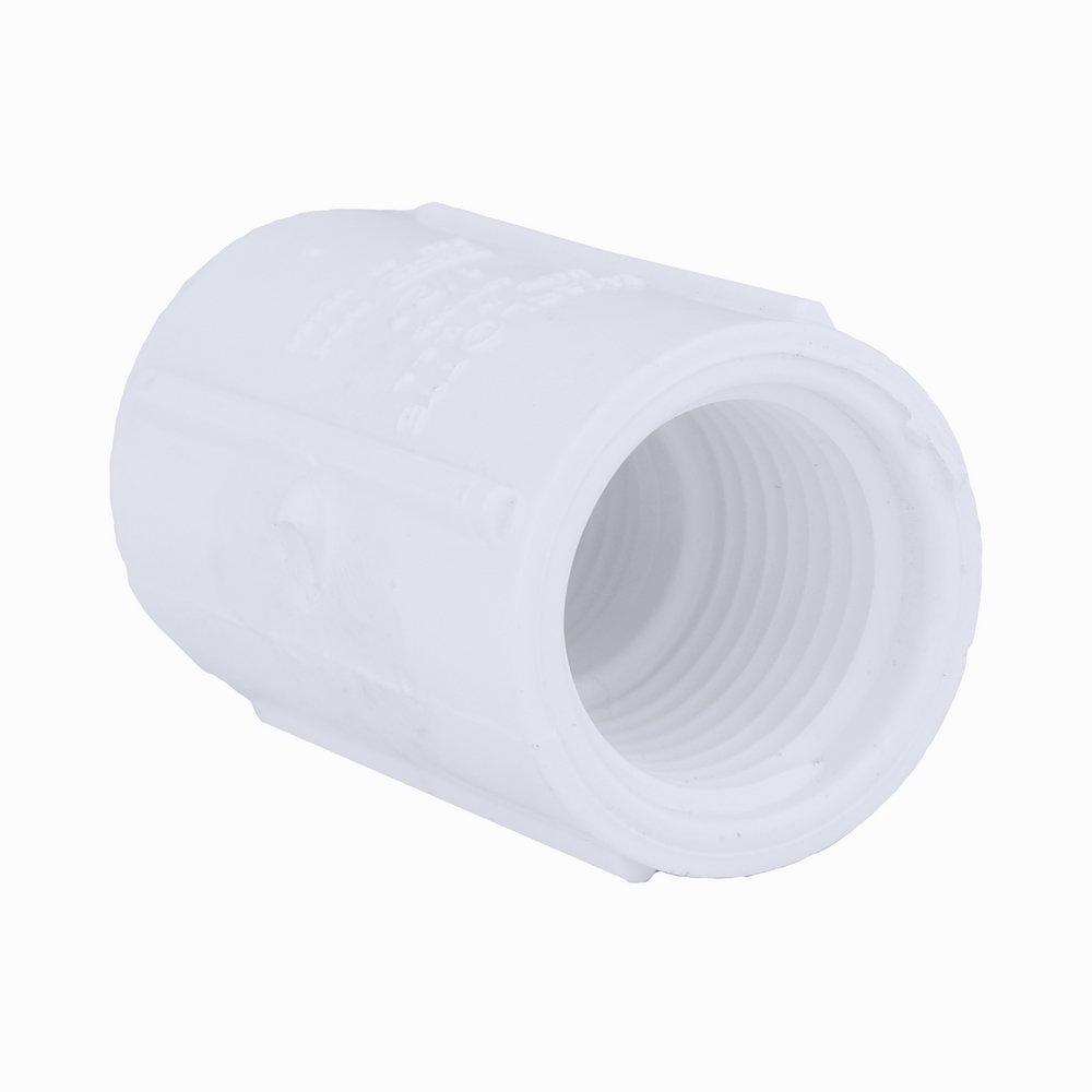 White PVC Schedule 40 Threaded Coupling 