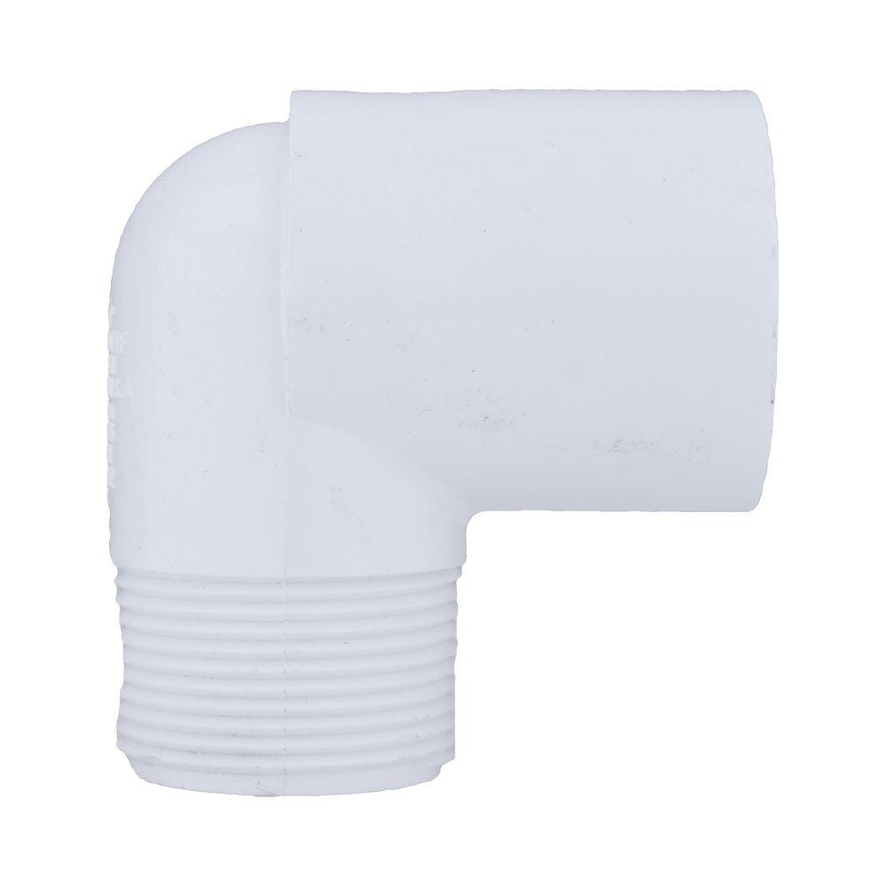 White PVC Schedule 40 90&deg; Socket x MPT Elbow 