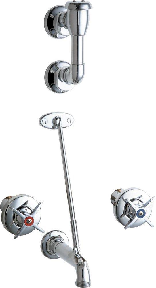 Chicago Faucets Polished Chrome Two Cross Handle Wall Mount Service Faucet 