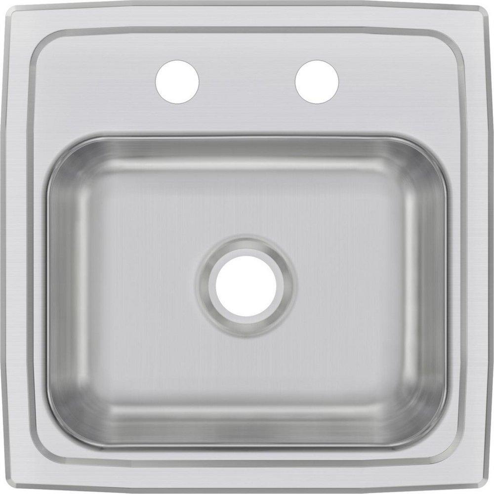Elkay Brushed Satin 15 x 15 in. 2 Hole Drop-in Stainless Steel Bar Sink 