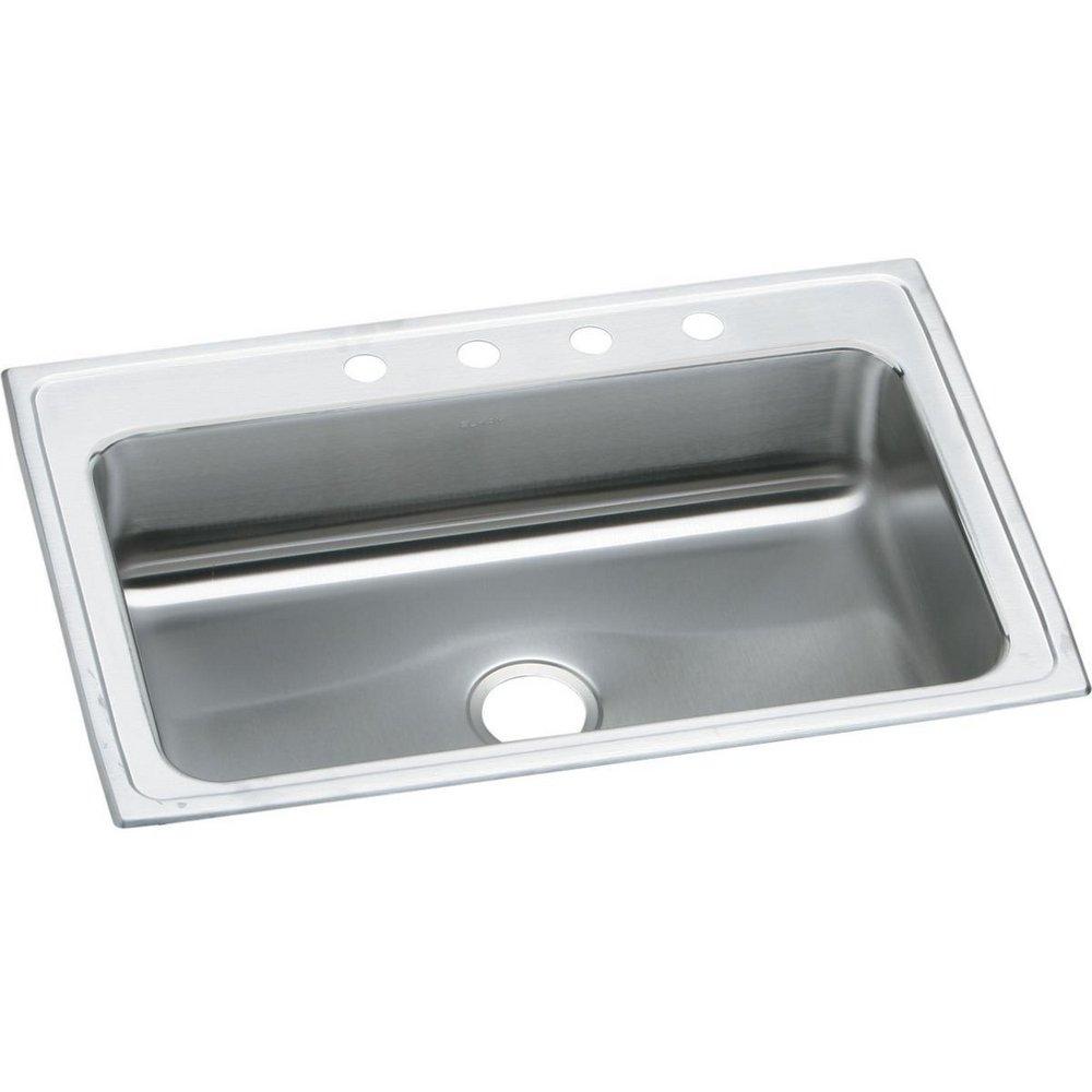 Elkay Brushed Satin 33 x 22 in. 4 Hole Stainless Steel Single Bowl Drop-in Kitchen Sink 