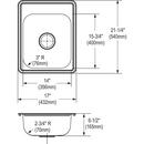 Dayton Satin 17 x 21-1/4 in. Drop-in Stainless Steel Bar Sink 