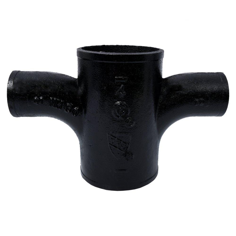 Black No-Hub Cast Iron Sanitary Cross 