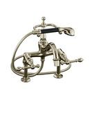 Double Lever Handle Bath Faucet with Hand Shower in Vibrant Polished Nickel
