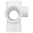 White PVC DWV Double Sanitary Tee with 2 