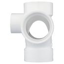 White PVC DWV Double Sanitary Tee with 2 