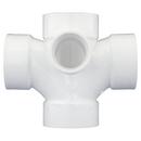 White PVC DWV Double Sanitary Tee with 2 