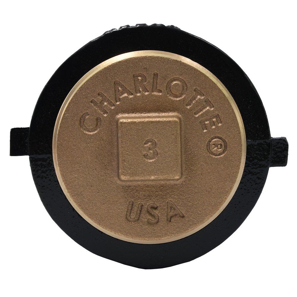 Black Spigot x FNPT Cast Iron Reducing Cleanout Ferrule with Plug 