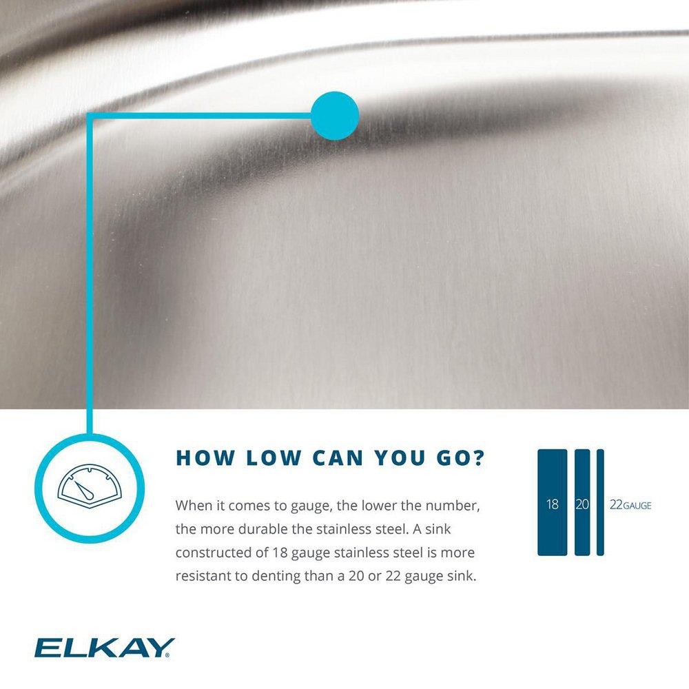 Elkay Lustrous Satin 25 x 22 in. Stainless Steel Single Bowl Drop-in Kitchen Sink in Lustrous Satin 