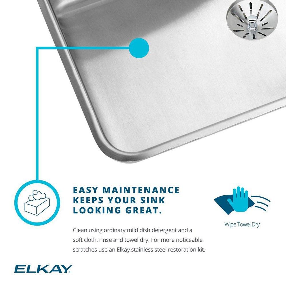 Elkay Lustrous Satin 25 x 22 in. Stainless Steel Single Bowl Drop-in Kitchen Sink in Lustrous Satin 