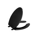 Elongated Open Front Toilet Seat with Cover in Black Black