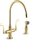 Two Handle Kitchen Faucet in Vibrant Polished Brass