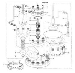 1/2"LC, 1/2", 3/4", 1", 1-1/4", 1-1/2", 2", 3" DP163 Pilot Operated Pressure Regulator Pilot Diaphragm, B