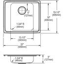 Elkay Lustrous Satin 19X14 Three Hole Single Band Stainless Steel Lavatory 