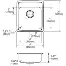 17 X 20 0 Hole ADA 6.5 Single Stainless Steel SINK 