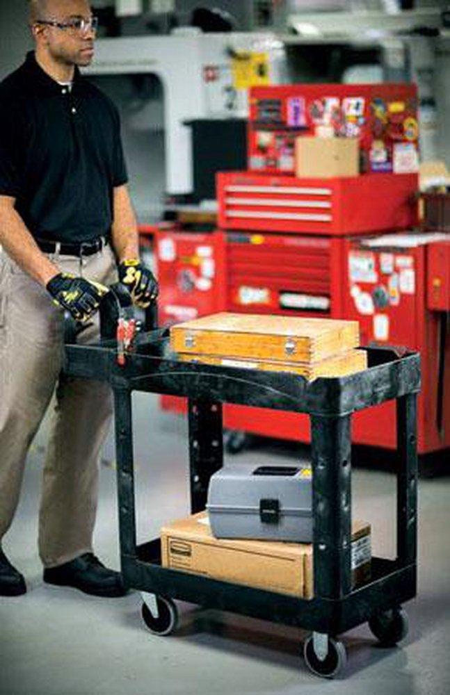 Rubbermaid Black 2-Shelf Heavy Duty Cart in Black 