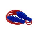 27 dB Corded Plastic Reusable Ear Plugs (Box of 100) in Blue with Red