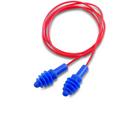 27 dB Corded Plastic Reusable Ear Plugs (Box of 100) in Blue with Red