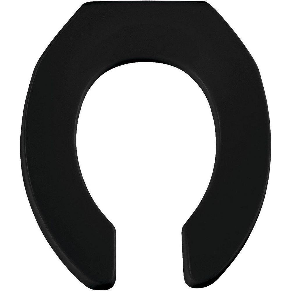 Bemis Black Plastic Round Open Front Toilet Seat 