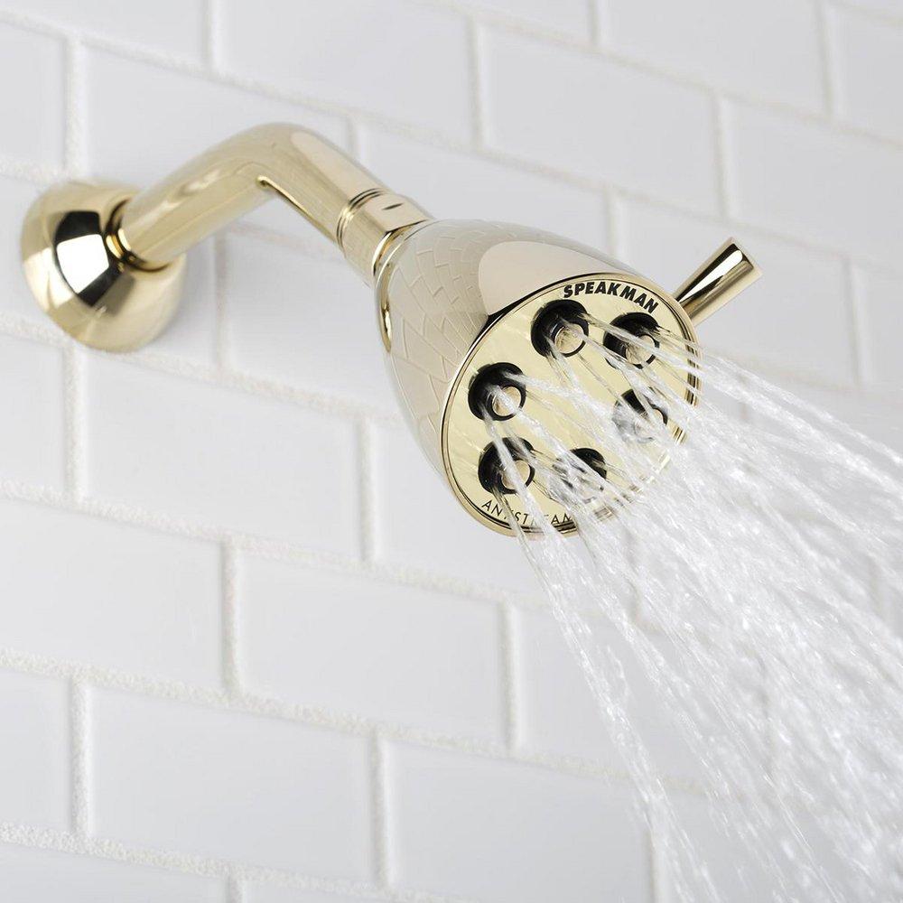 Speakman Polished Brass Multi Function Flood, Full and Rain Showerhead 