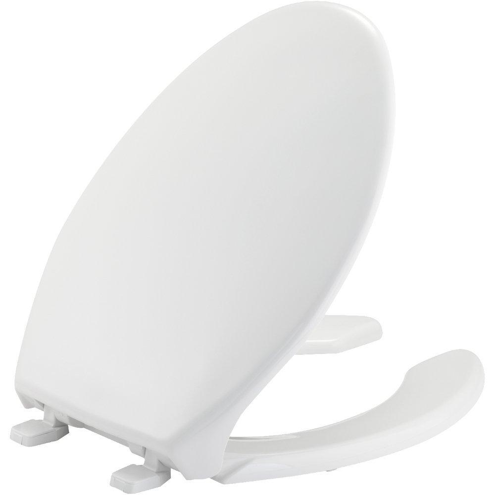 Bemis White Elongated Open Front Toilet Seat with Cover 