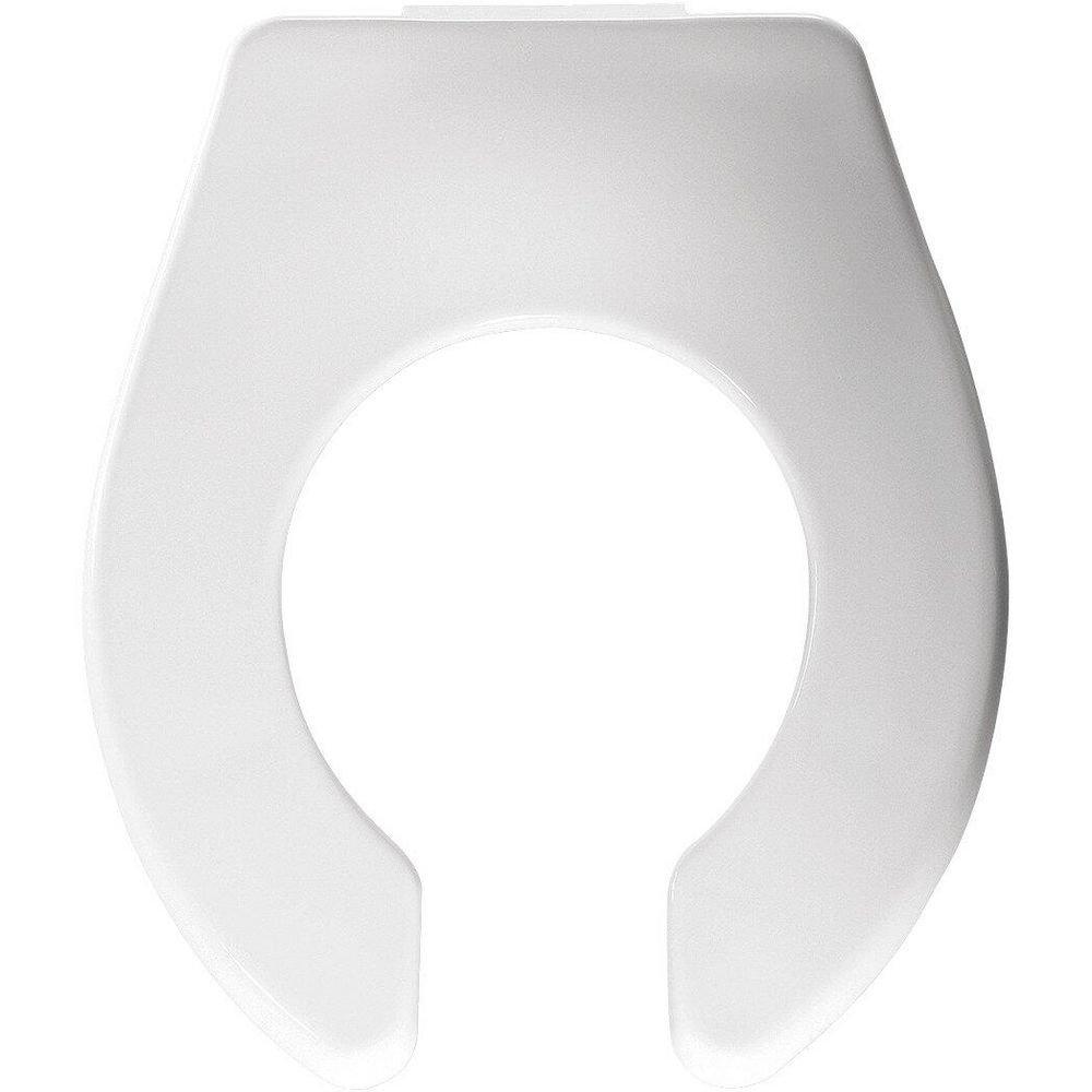 Bemis White Plastic Round Open Front Less Cover Toilet Seat 