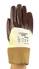 Nitrile Coated DuPont™ Kevlar® Lining Cotton Reusable Safety Gloves in Brown and White Size 8