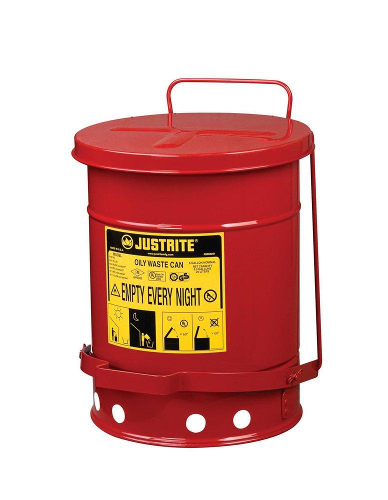 Justrite Red Oily or Combustible Waste Can 