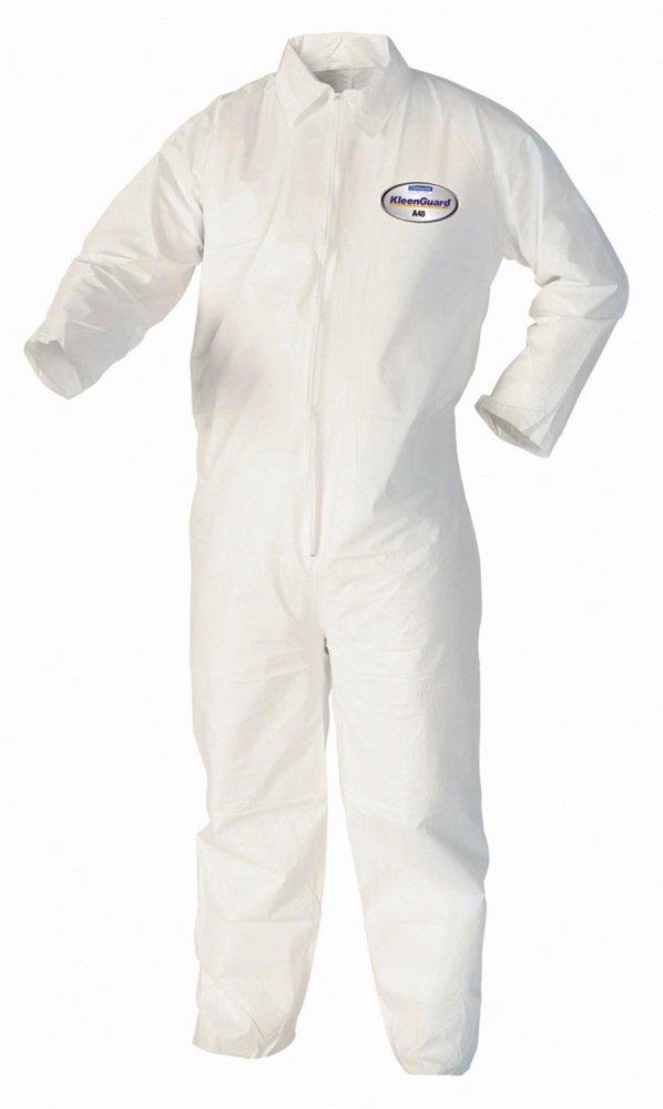 KleenGuard™ White Film Laminate Coverall with Front Zip and Elastic Wrist and Ankle 