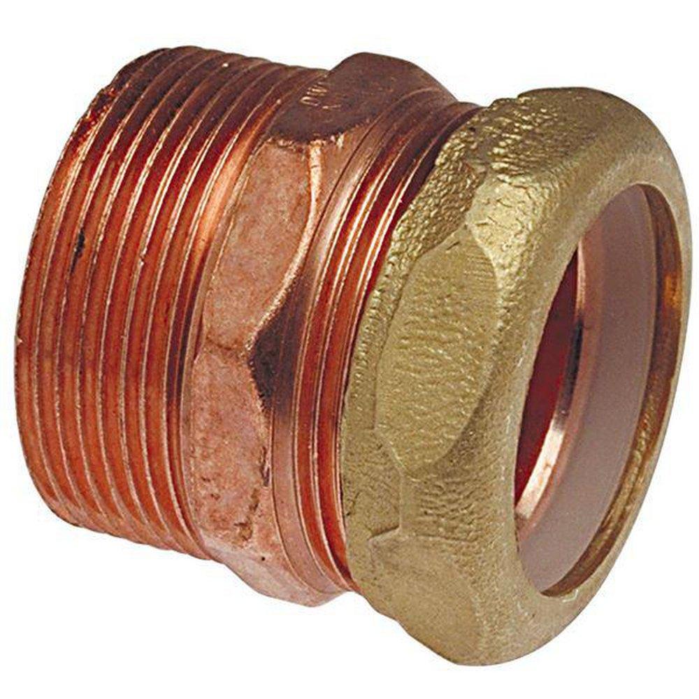 Copper DWV Male Trap Adapter w/ Brass Nut 