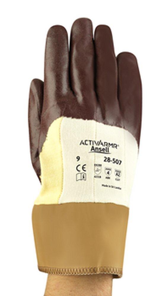 Ansell Occupational Healthcare Brown Nitrile Coated DuPont&trade; Kevlar&reg; Lining Cotton Reusable Safety Gloves in Brown and White 