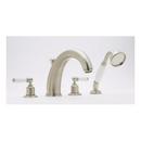 California Energy Commission Not Registered 2 Handle Lever Deck Mount Roman Tub Faucet and Hand Shower Satin Nickel 