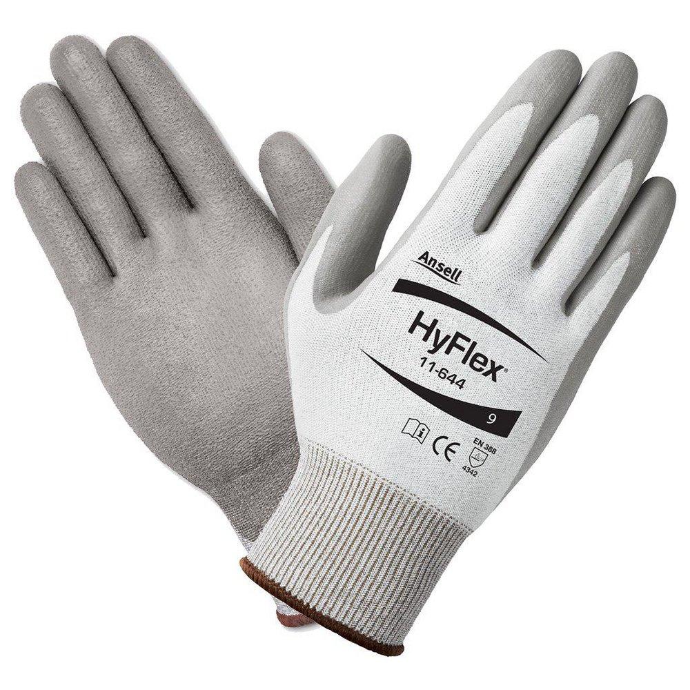 HyFlex&reg; Grey Light Duty Cut Resistant Gloves with Knit Wrist, HPPE Lined, and Polyurethane Palm Coating 