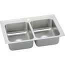 Elkay Stainless Steel 23 x 17 in. Two Bowl Bar Sink 3-Hole Stainless Steel 