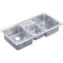 7-7/8 in. 18 ga 6-Hole 3-Bowl Top Mount Kitchen Sink in Stainless Steel