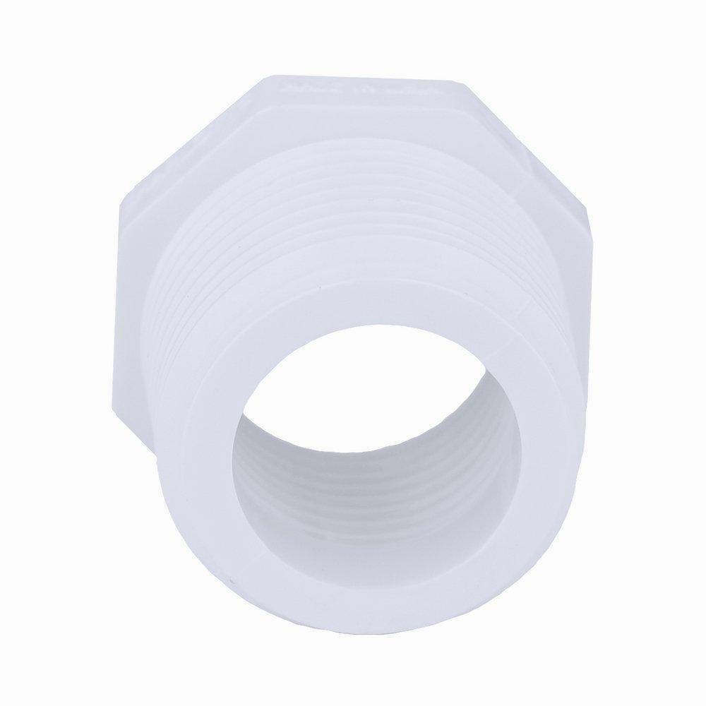 White PVC Schedule 40 Male x Female Threaded Bushing 
