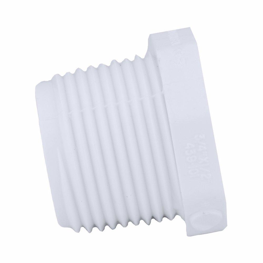White PVC Schedule 40 Male x Female Threaded Bushing 