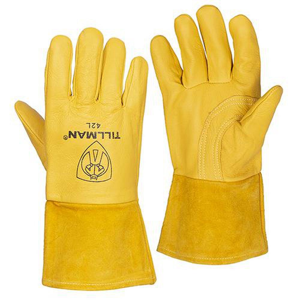 Tillman&reg; Brown Foam Lined Pigskin Leather Reusable Welding Gloves in Brown 