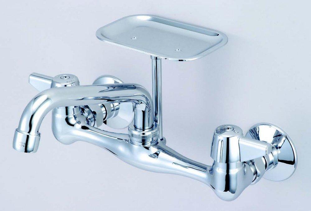 Central Brass Polished Chrome Two Handle Bridge Wall Mount Food Service Faucet 