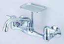 Two Handle Bridge Wall Mount Food Service Faucet in Polished Chrome