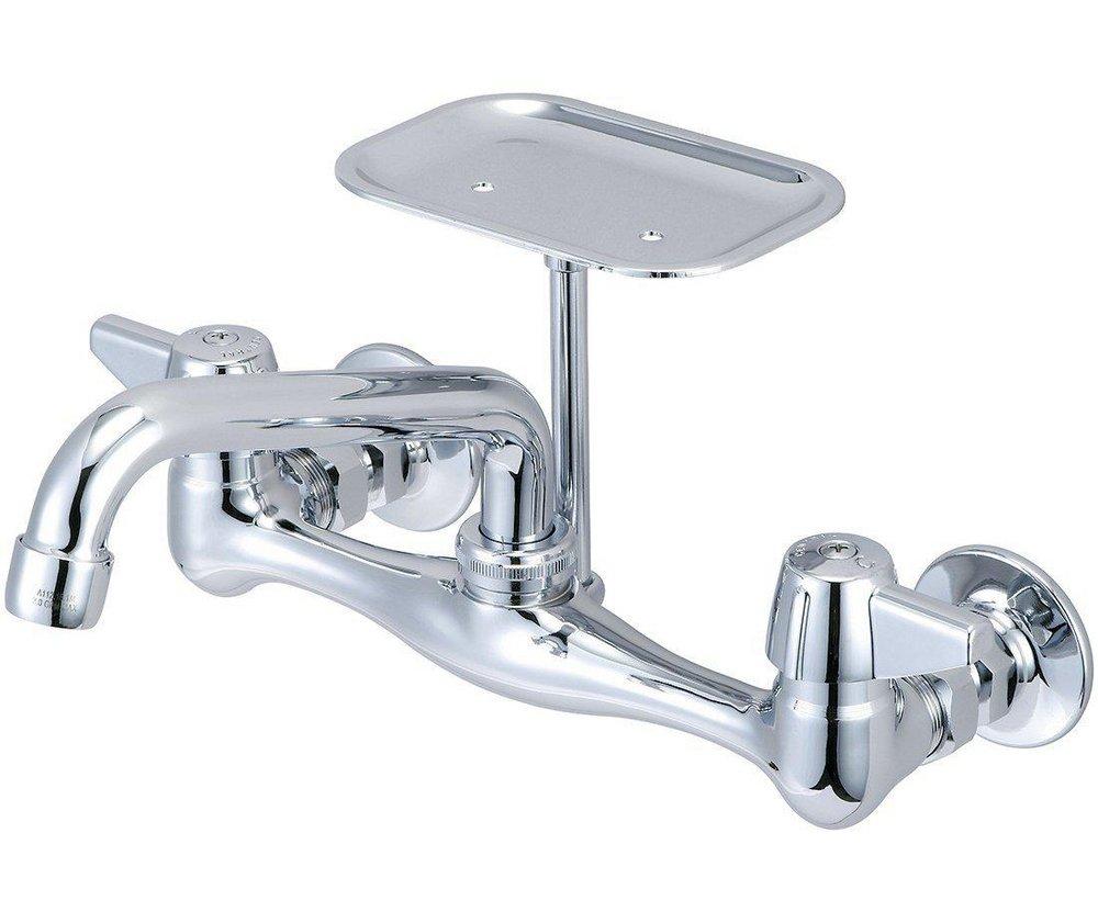 Central Brass Polished Chrome Two Handle Bridge Wall Mount Food Service Faucet 