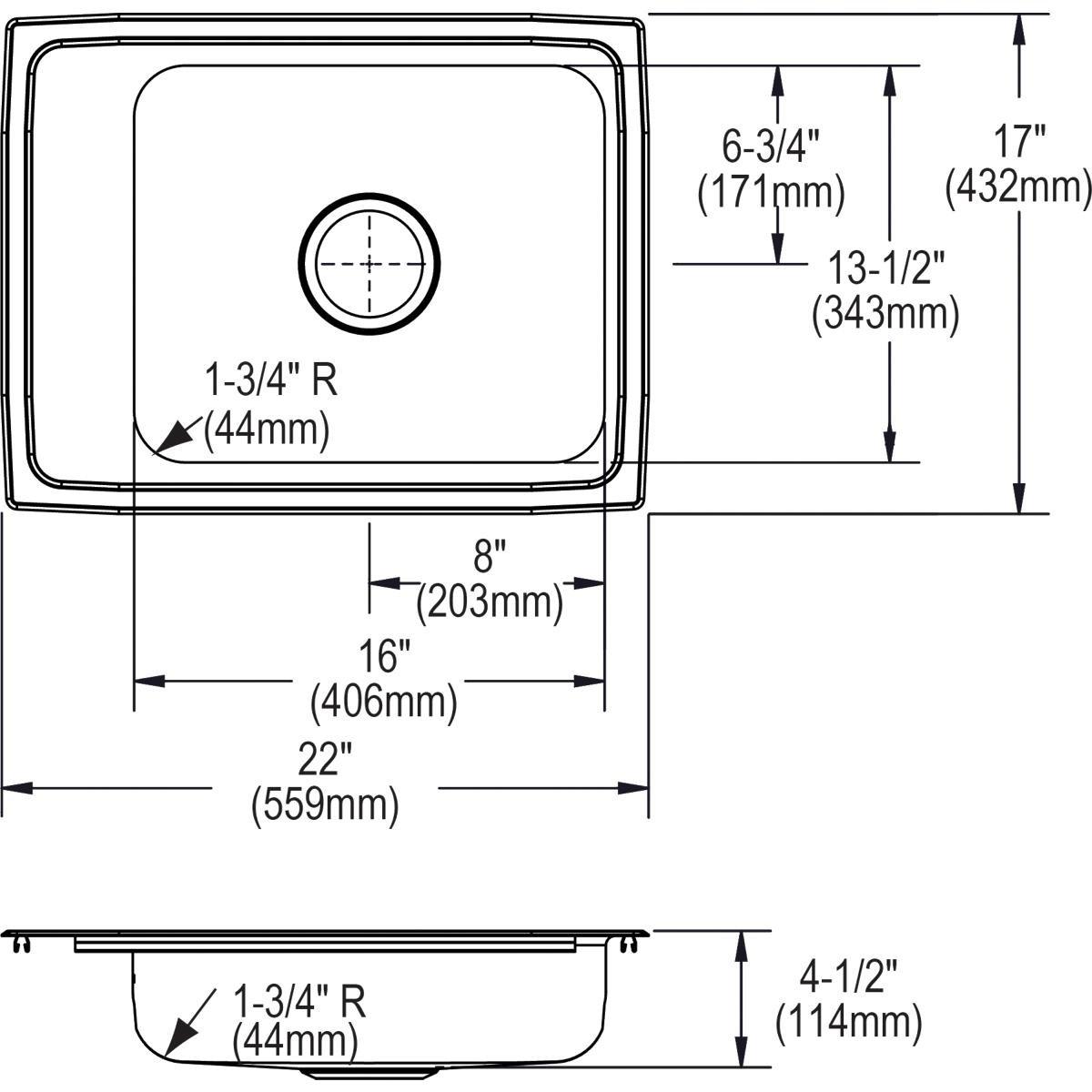 Elkay Brushed Satin 25 x 21-1/4 in. Stainless Steel Single Bowl Drop-in Kitchen Sink in Brushed Satin 