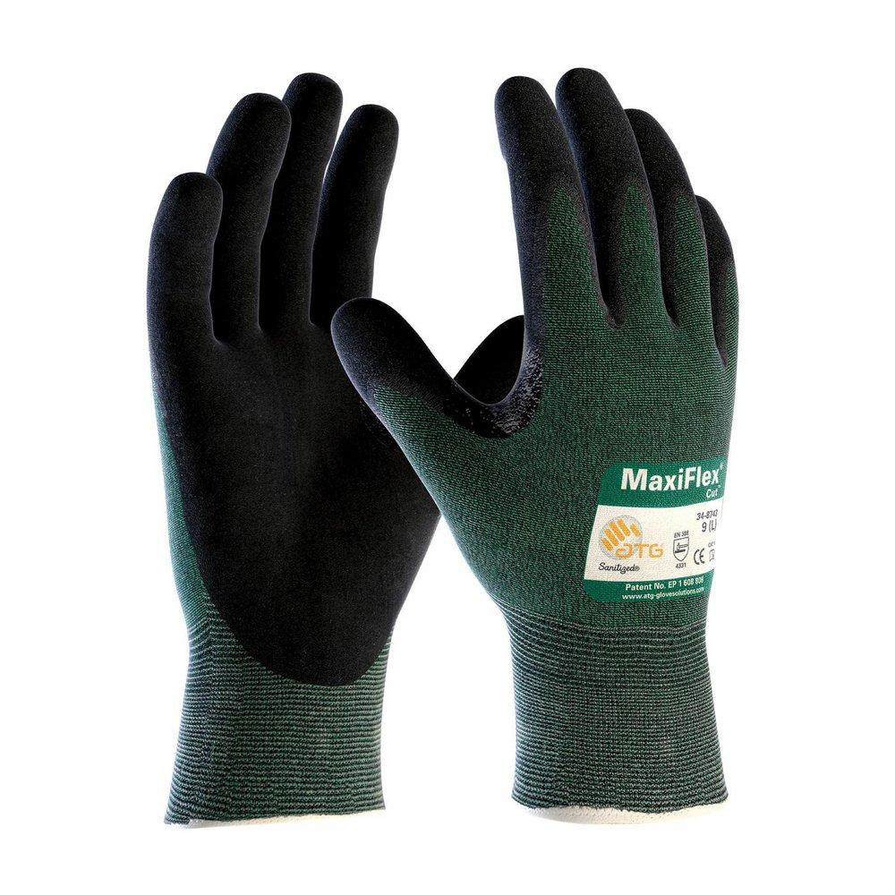 MaxiFlex&reg; Cut&trade; Green Seamless Knit Glove with Black Micro Foam Nitrile Coated Grip 