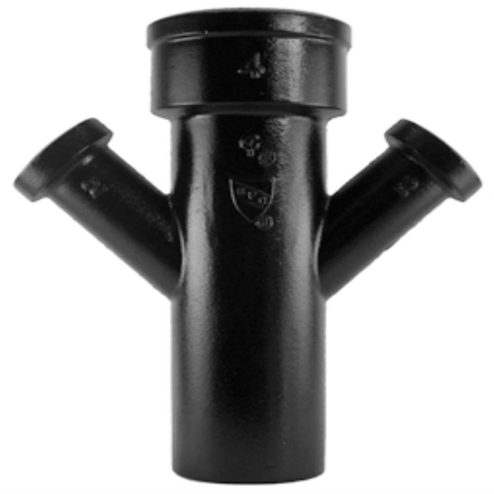 Black Spigot x Hub x FNPT Service Cast Iron IPT Tap on Pipe Double Wye 