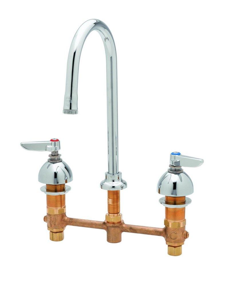T&S Brass Chrome Plated Two Handle Widespread Bathroom Sink Faucet 