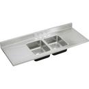 4 Hole Stainless Steel Double Bowl Self-rimming or Drop-in Kitchen Sink with Stainless Steel Double Drain Board in Lustertone